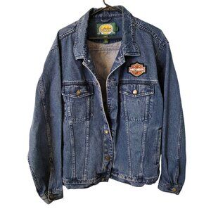 Cabelas Outdoor Gear Long Sleeve Mens Denim Jacket Harley-Davidson Patches Large